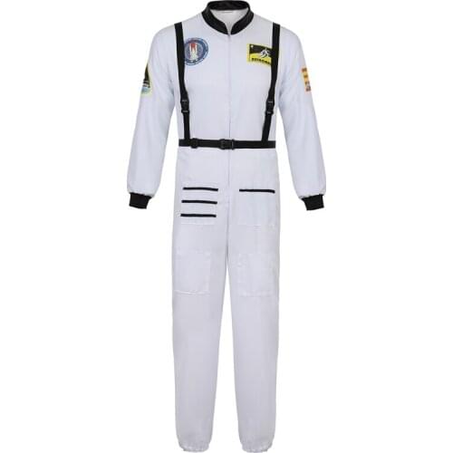Astronaut jumpsuit suit astronaut costume adult men women flight suit halloween cosplay one piece overalls blue white orange