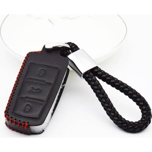 Leather Car Key Cover Case For Volkswagen VW Passat CC B6 B7 Passat 3C Maogotan R36B5B7L Auto Key Cover Car Styling Accessories