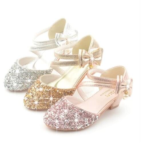 Summer Children Sandals Girls Latin Dance Shoes Princess Shoes For Girls Party Glitter Butterfly High heel Sandals