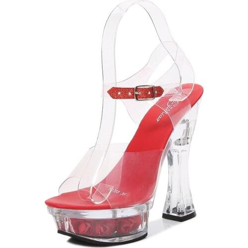 Mclubgirl New Thick Heel Slanted Heel Slipper Womens Summer Waterproof Platform Non-Slip Sexy Womens Shoes LFD-10365-A1