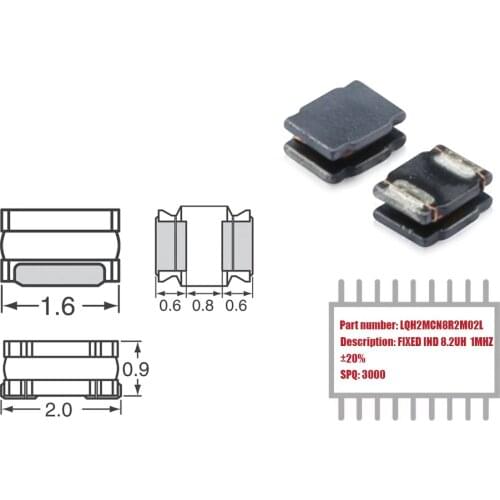 My Group Asia 3000PCS LQH2MCN8R2M02L Unshielded SMD IND±20% 8.2UH 235MA 1.43 OHM Fixed Coil Chip Inductors in Stock