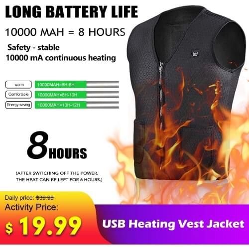 Men Women Outdoor USB Infrared Heating Vest Jacket Warm Winter Flexible Electric Thermal Clothing Waistcoat Fishing Hiking Golf