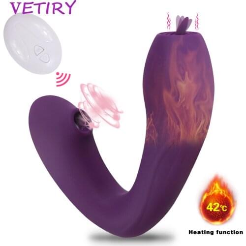 Remote Control Heating Wearable Oral Tongue Sex Licking Sucking Panties Vibrator Toys for Women Anal Vagina Clitoris Stimulator