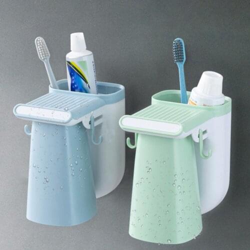 Nordic Home Wall-mounted Magnetic Toothbrush Toothpaste Holder Wash Cup Bathroom Couple Magnetic Suction Mouthwash Cup