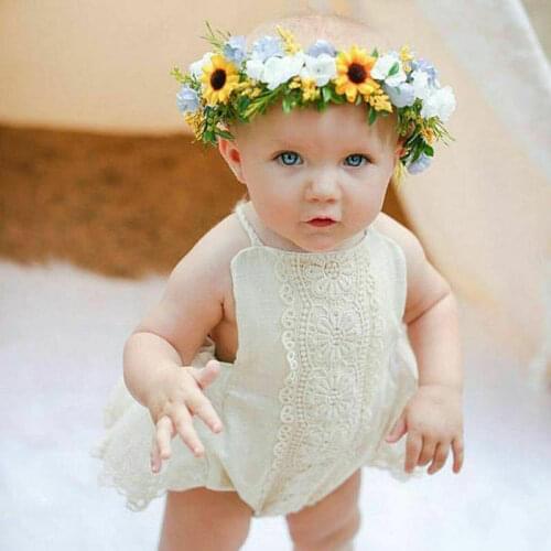 New Cute Baby Girls Lace Floral Rompers Infant Jumpsuit Baby Girl Sleeveless Casual Sunsuit Kids Outfits Newborn Clothes
