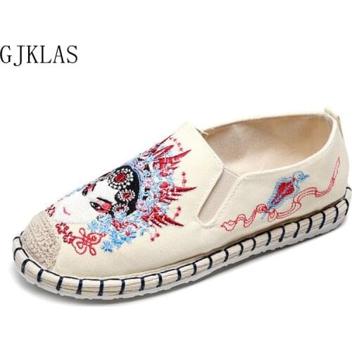 Summer New Style Womens Singles Shoes Old Beijing Cloth Shoes Denim Canvas Shoes +Pure Hand Embroidered Insole Woman Flats