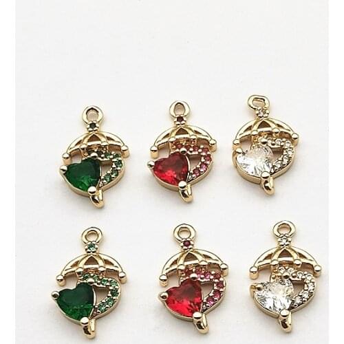 New arrival! 16x10mm 50pcs Cubic Zirconia Heart sahpe Charm for Earring DIY Making, Jewelry Accessories Findings & Component