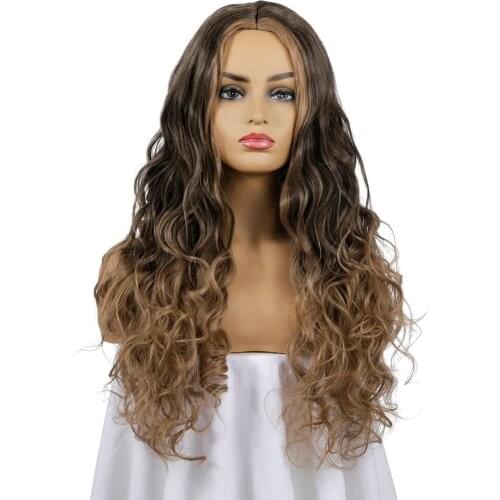 Ombre Brown Wig Body Wave Wig for White/Black Women Hair Wigs Heat Resistant Synthetic Wig Natural Fake Hair Romance Style