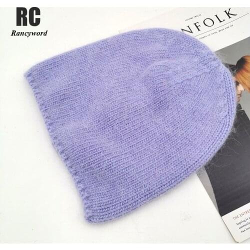 Autumn Winter Rabbit Hair Winter Hat Warm Beanies Hats Casual Women Solid Adult Cashmere Knitted Beanie Hat with Bright Wire