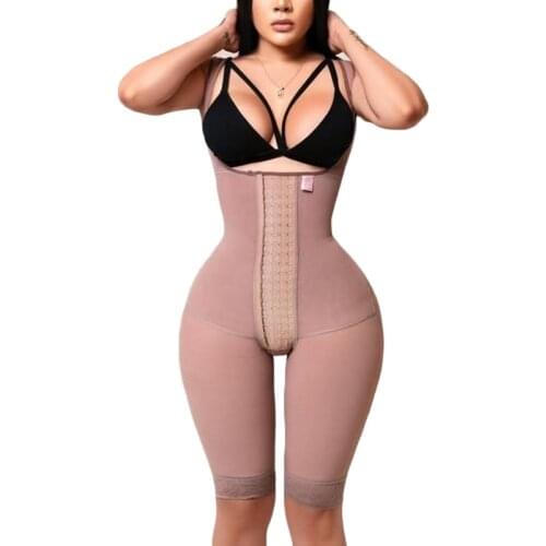 Open Bust Skims Tummy Control Fajas Colombianas Y Modeladoras Adjustable Hook And Eye Front Closure Women Full Body Shapewear