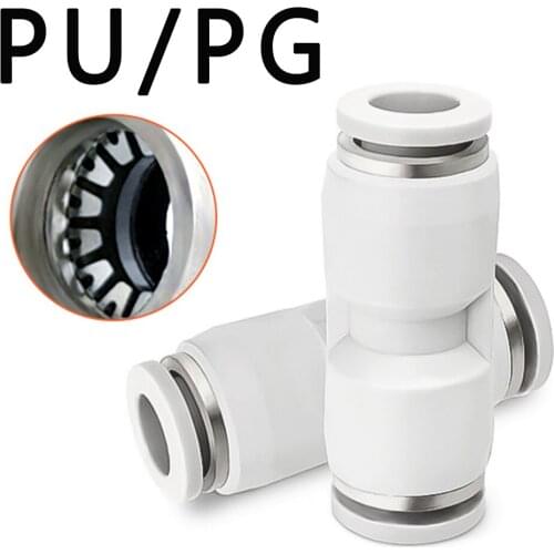PU PG pneumatic connector white air hose straight pipe air compressor quick connector plastic connector 4mm 6mm 8mm 10mm 12mm