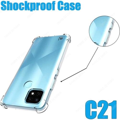 Luxury Clear Phone Case for Oppo Realme C21 Case Shockproof Silicone Cover On Realme C21 RealmeC21 Transparent Back Coque Shell