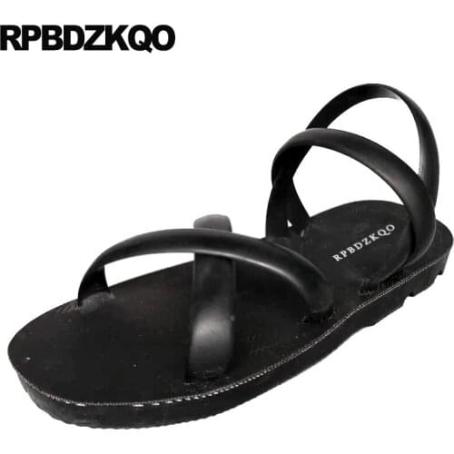Size 45 Slippers Large Plus Roman Rubber Slides Men Gladiator Sandals Summer Beach Strap High Quality Black Shoes Water Platform