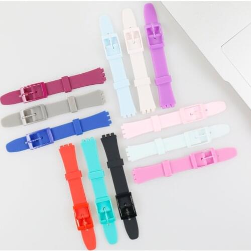 Silicone strap pin buckle watch accessories For Swatch 12mm LB184 LW143 LL115 outdoor sports waterproof wristband Watchbands