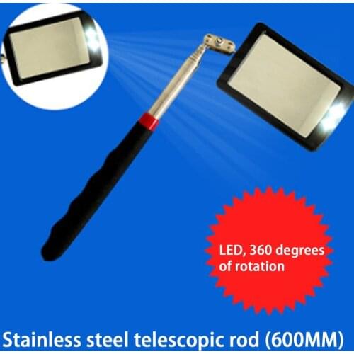 Telescoping Flexible Inspection Mirror with Bright LED Lighting 360 Swivel for Extra Viewing Portable Automotive Tool