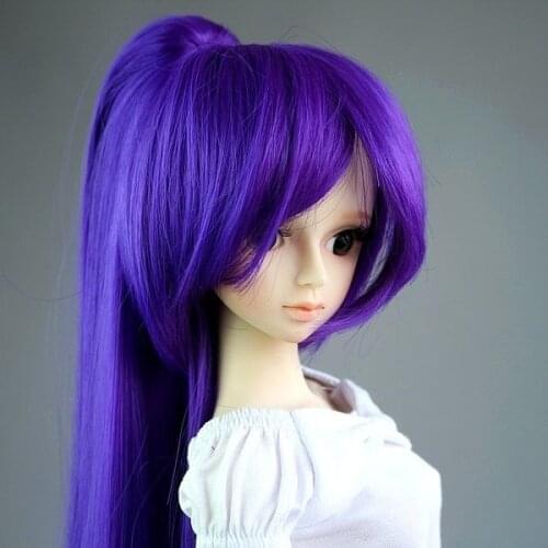 [wamami] 68# Purple Pigtail Snap-On Amphibious Wig 1/3 SD DOD DZ BJD Dollfie 8-9"