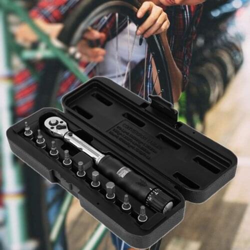 1/4" 2-14Nm Drive Click Torque Wrench Hand Spanner + 9 Socket Bits + Box Set Bike Bicycle Tool Wrench