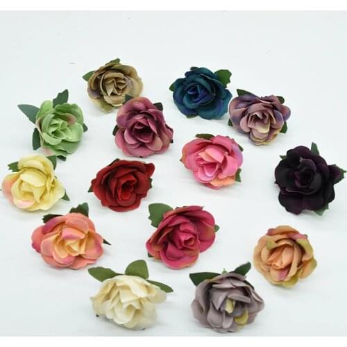 10pcs Silk roses flower wall diy gifts box bridal accessories clearance artificial flowers christmas decoration for home wedding
