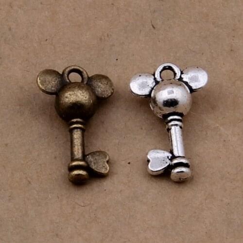 100pcs Bronze/Silver Vintage Mouse Key Charm For Making Chain/Apparel/Earrings/Gift Decorations Fashion DIY Jewelry Accessories