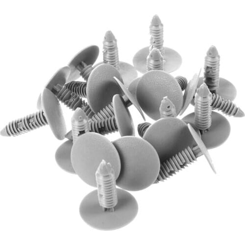 20 Pcs Gray Plastic Car Trim Clips Rivet Fastener 6mm Hole 26mm Head