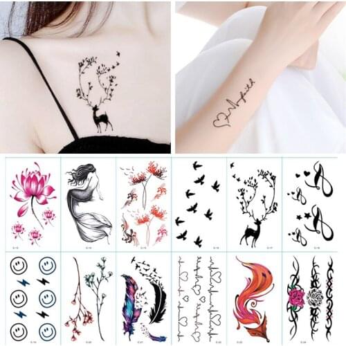 30pc/set New Fashion Fox Waterproof Temporary Tattoo Stickers Small Fresh Goose Feather Cute Girls Body Art Fake Tattoo Stickers