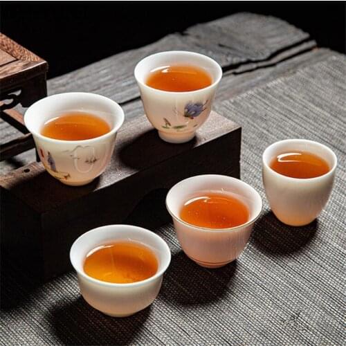 4 pcs Chinese style Porcelain Tea Cup ChaZhan Anti Scaling Handmade Retro tea bowl Ceramic Master Cup Personal Single Cup