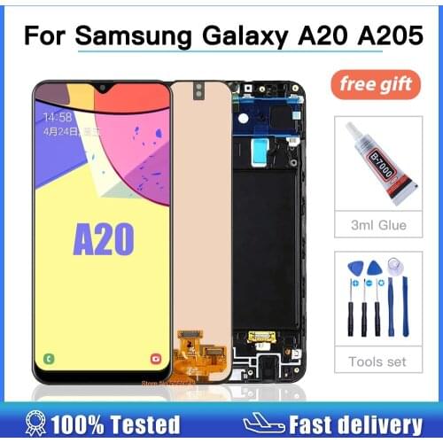 Oled 6.4'' LCD For Samsung A20 A205 SM-A205F A205FN Display lcd Screen A205GN A205S A205YN lcd screen + frame Digitizer Assembly