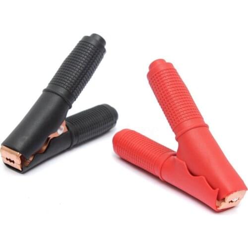 80% Hot Sale 2Pcs Red+Black Car Vehicle Battery Test Alligators Crocodile Clips Clamps Tool