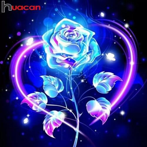 Huacan DIY 5D Diamond Mosaic Embroidery Rose Decoration For Home Diamond Painting Cross Stitch Flower