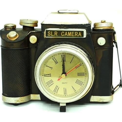 Antique Decor Metal Vintage Camera Dekstop Clock Trinket Miniature Gift Nostalgic Vintage Handmade Hand Painted Art Quality