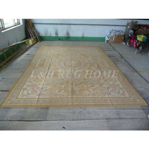 Free shipping 10'x14' Aubusson rugs Floral design for home decoration Christmas gift, Beige and florals in the middle