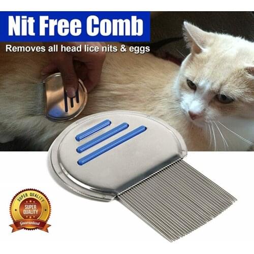 1Pc Lice Comb Stainless Steel Pets Anti-lice Comb Lices Terminator For Pet Cat Dog High-density Needle Combs Doesn't Hurt Pets
