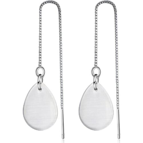 Korean version of the cold wind small fresh temperament personality wild cat eyes longsilver plated earrings IR021