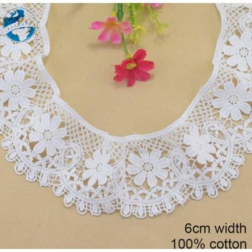 6cm wide white 100% cotton embroidery lace french lace ribbon fabric guipure diy trims wedding lace sewing Accessories#4063