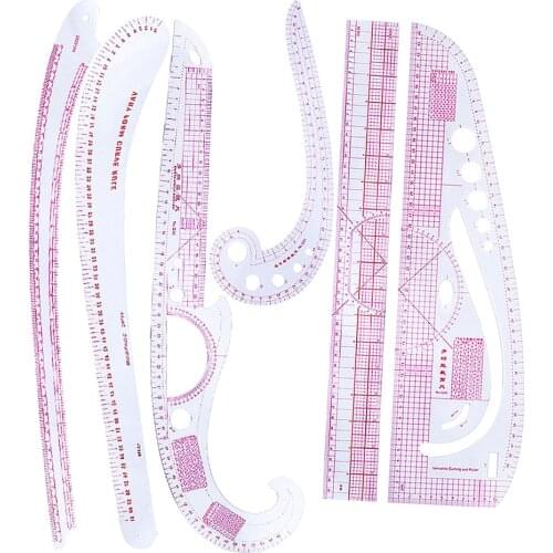 6 Pieces French Metric Ruler Fashion Metric Ruler Set Curve Pattern Grading Rulers DIY Measure Sewing Tools