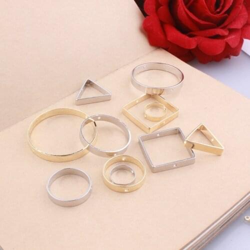 Silver Color Copper diy earrings jewelry accessories pendant wide side double hole geometry jewelry necklace pendant fitting