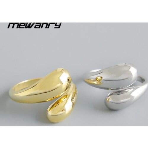 Mewanry 925 Sterling Silver Double Layer Glossy Rings New Fashion Simple Design Party Jewelry Couples Gifts for Women Wholesale