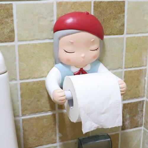 The Sweet Girl Toilet Paper Holder Toilet Hygiene Resin Tray Free Punch Hand Tissue Box Household Paper Towel Holder