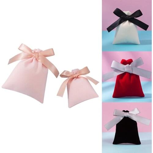 MINI Jewelry Velvet Bags With Ribbon Flannel Pouches Wedding Candy Gift Packing Party Valentines Day jewelry Bag Decoration