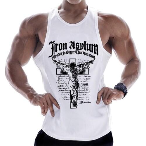 Mens Bodybuilding Stringer Tank Top Back Gym Workout Sports Vest Summer Muscle Traininig Exercise Tank Top Fitness Gym T-shirt