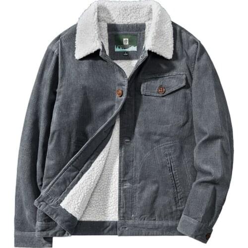 Mens Winter Short Plus Velvet Cotton Corduroy Casual Warm Thicken Jacket Clothes Plus Size Clothes Brand Fur Collor Jacket Men