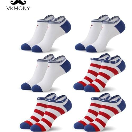 Men no-show socks cotton star&Stripe pattern man socks 6pairs/lot (EU 39-46) (US 7.0-12.0) VKMONY
