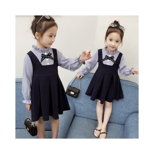 Princess Girls Dress Childrens Patchwork Kids Dress Cute Long Sleeve Striped Dress for Girls 2019 Spring New Baby Girl Clothes