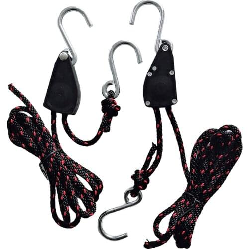 Adjustable Lanyard, Ratchet Rope Down, Sleeve Rope Hanger Lock Clip Metal Hooks Bungee Cords, for Canoe Kayak