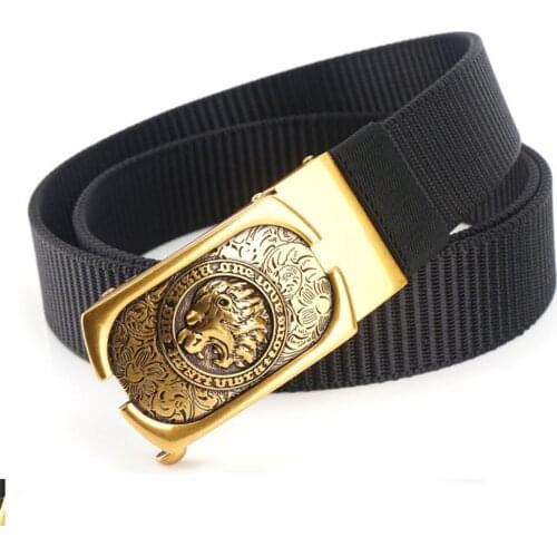 High Quality Men Belt Canvas Nylon Belts for Mens Jeans Automatic Buckle Alloy Dress Belt Animal Cartoon Fashion Male Waist