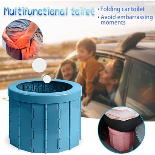 Portable Folding Toilet Urinal Mobile Seat For Camping Hiking Long Trash Storage Travel Trip Box Outdoor Assists Can