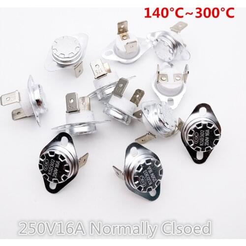 20Pcs KSD301/302 140 150 160 ~300 degrees Celsius Normal Close NC Temperature Controlled Switch Ceramics Thermostat 250V 16A