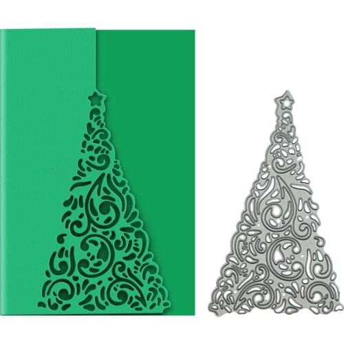 Triangle Tree Shape Envelope Cover Cutting Dies Scrapbooking For Handmade Christmas Invitation Card Border Cutter Craft Mold