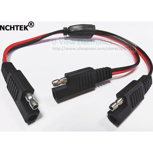 NCHTEK 1 to 2 SAE Power Extension Cable Adapter Connector 2Pin Quick Connect Disconnect Plug About 30CM/Free Shipping/6PCS