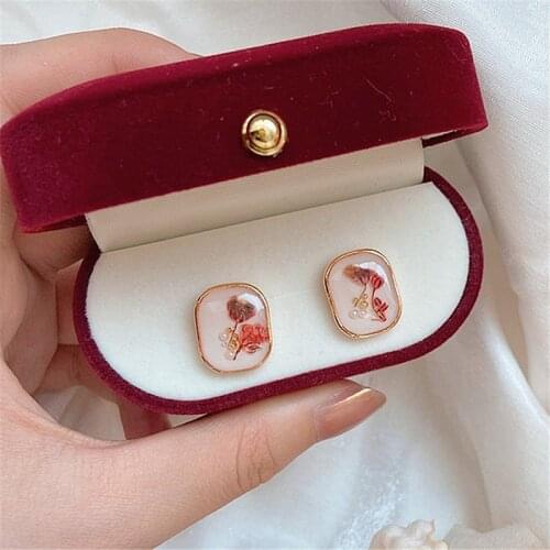 Chinese Style Flower Pearl Earrings Women Palace Luxury Vintage Stud Earrings 925 Silver Needle Elegant Retro Earring Jewelry